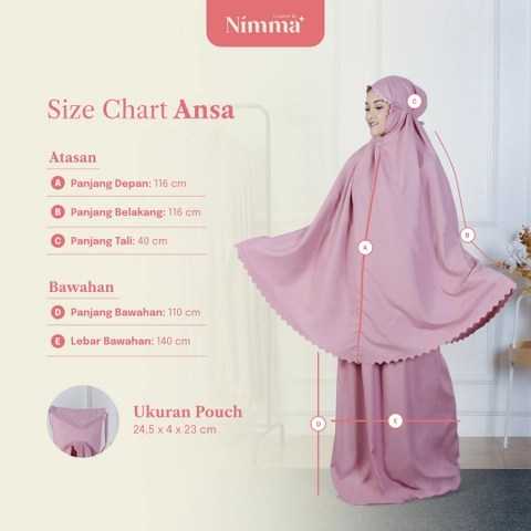 Nimma Ansa Mukena Dewasa Laser Cut All Size Bahan Polymicro Premium